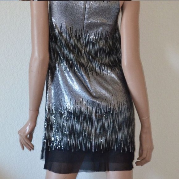 nwt Kensie Sequin Ombre Mini Dress in Silver Black Combo Size 2 Small - Picture 2 of 13